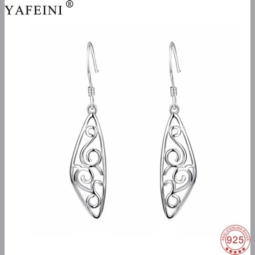 925 Sterling Silver Earrings Beauty Beauty Classic Filigree Hollow Geometric Drop Earring Luxury Fashion Jewelry For Women