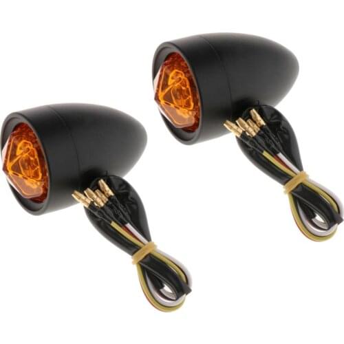 1 Pair Motorcycle Scooter Amber Turn Signals Indicator Lights Lamp Black