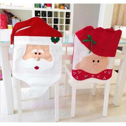 20pcs Santa Claus Mrs. Claus Cap Chair Covers Christmas Dinner Table Decoration for Home Chair Back Cover Decoracion