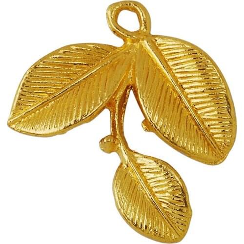 50pcs 23x27mm leaf charm,Gold Plated,Vine with Leaves,tree jewelry,Tree Branch charm,wholesale-10066004