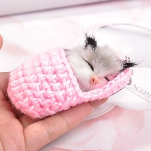 8CM Simulation Sound Sleeping Cats Plush Toy With Nest Childrens Birthday Xmas Gift Childrens Favorite Cute Little Pendent