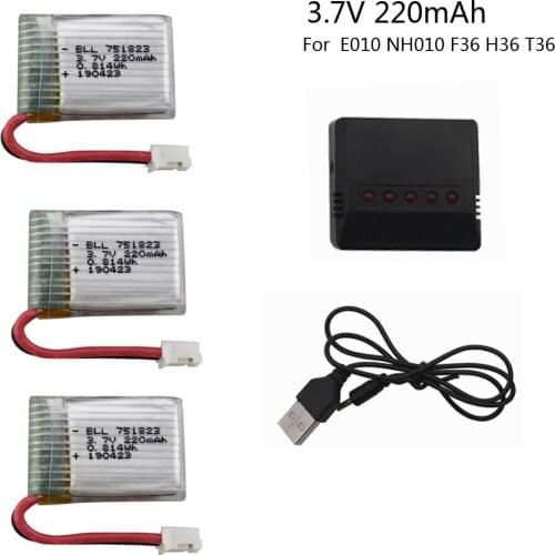 3.7V 220mah Lipo Battery With Charger For E010 NH010 F36 H36 T36 BATTERY For HS210 GD65A AT-66 751823 free shipping