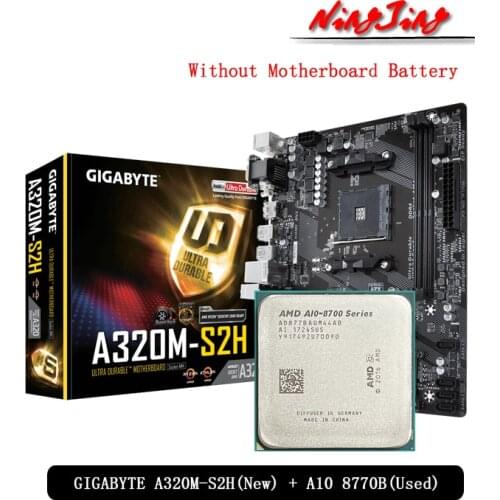 AMD A10-Series A10 8770B CPU + GIGABYTE GA A320M S2H Motherboard Suit Socket AM4 CPU + Motherbaord Suit Without cooler