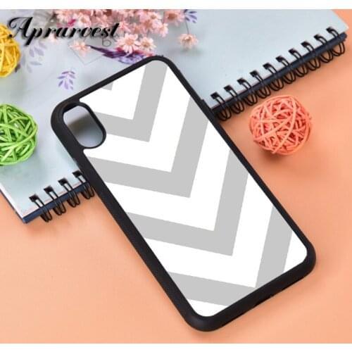 Aprarvest Classic Grey White Chevron Herringbone Rubber Phone Case Cover For iPhone 5 5S SE 6 6S 7 8 PLUS X XS XR MAX 11 PRO