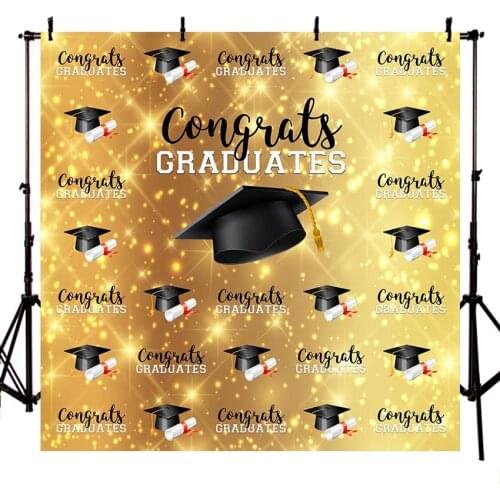 Avezano Congratulation Graduation Graduate Children Back To School Balloon Glitter Photography Backgrounds Vinyl Backdrops Decor