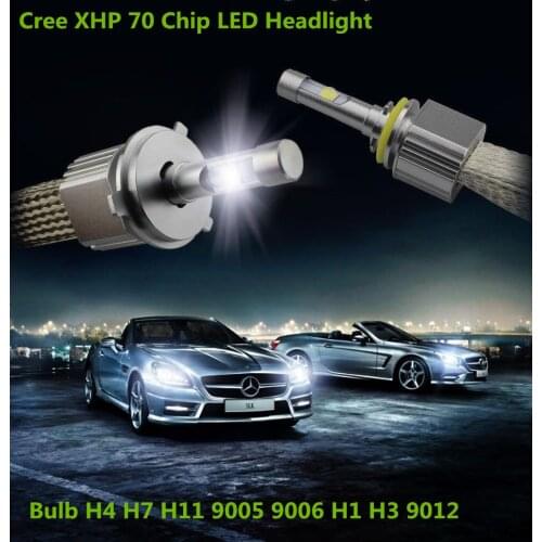 Pair Canbus P70 XHP70 Car Fanless LED Headlight Kit Cree Chips xhp70 LED 6000K 55W 6600LM bulb H4 H7 H8 H1 H11 9005 9006 9012