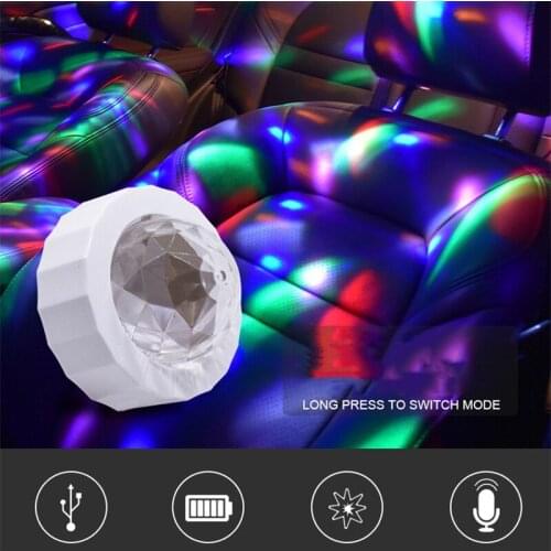 Car Atmosphere Light USB Charging Voice Control LED Stage Decoration DJ Lights Mini Disco Magic Ball Christmas Music Rhythm Lamp