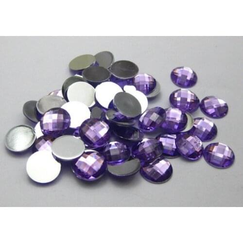 BSTAYLYEXI 200pcs 10mm No Hole Purple Acrylic Flatback Faceted Round Rhinestone Garment Jewelry diy Accessories