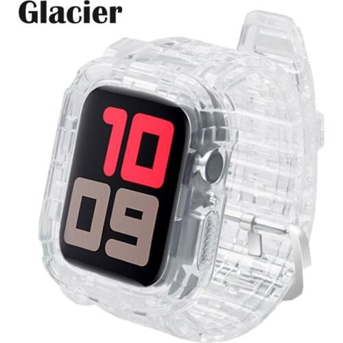 Case+Strap for Apple Watch Band 5 4 3 44 Mm 40mm 42mm 38mm Soft Transparent Silicone Bracelet Rubber Band IWatch Series 5 44mm