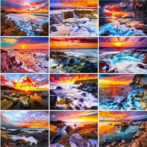 Evershine Diamond Embroidery Sunset 5D DIY Diamond Painting Seaside Mosaic Full Layout Rhinestone Picture Home Decoration Art