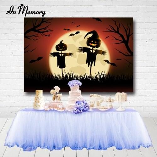 InMemory Custom Halloween Day Backdrops For Photo Studio Moon Pumpkin Scarecrow Photography Backgrounds