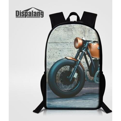 Dispalang Cool Backpack For Men Motorcycle Print School Bag For Boy Teenager Primary School Students Bookbag Child Travel Bag