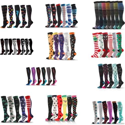 Compression Stockings Socks 3/5/6/7/8 pairs per set Unisex Sports Socks Lot Prevent Varicose Veins Nurse Socks Compression