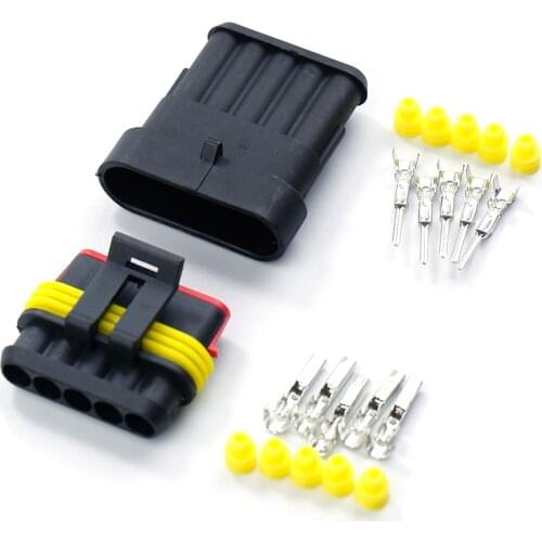 5 Pin Electrical Waterproof Connectors Automotive Wire Terminals Male And Female Xenon Lamp Sealed Plug For Motorcycle Car Boat