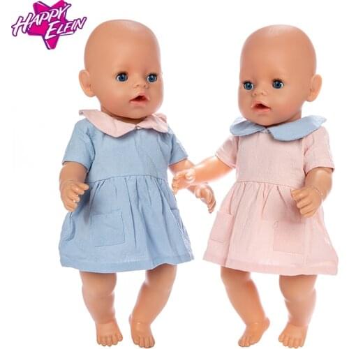 Cute Denim Dress For 17 Inch Reborn Baby Dolls 43cm Doll Clothes