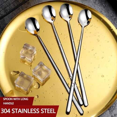 Stainless Steel Long Handle Honey spoon Coffee Spoon Tea Spoon Ice Cream Dessert Spoon Tableware For Picnic Kitchen Accessories
