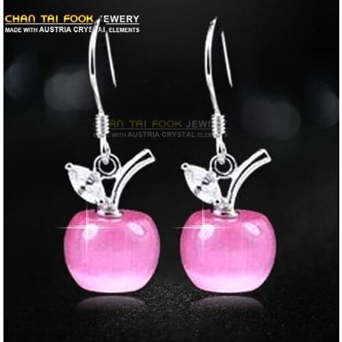 IREACESS New fashion jewelry silver plated earrings cute Opal statement wedding drop earrings for women