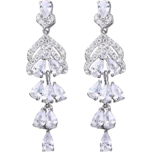 Bettyue New For Women And Ladies Hanging Waterdrop Zirconia Shape Gradual Change Long Nobler Earring In Banquet Decoration