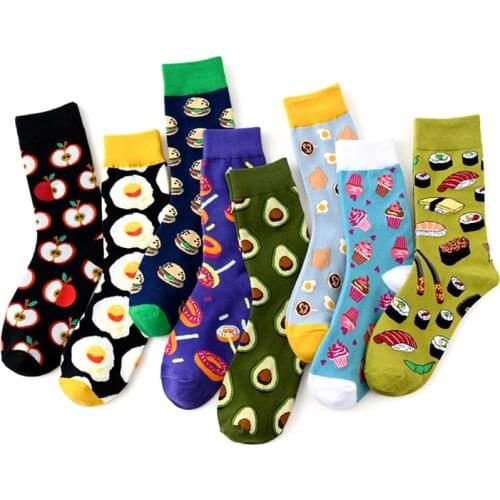 New Avocado Omelette Burger Apple Sushi Dessert Food Creative Socks Funny Women Casual Socks Men Short Crazy Happy Cotton Socks