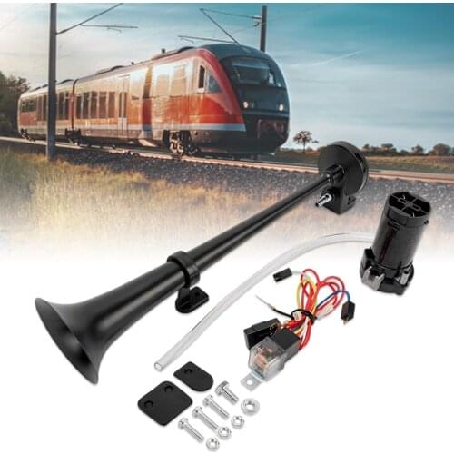 17.7 Inch 12V 150DB Super Loud Single Car Trumpet Air Horn Compressor Car Horn Speaker Kit for Cars Trucks Boats Motorcycles