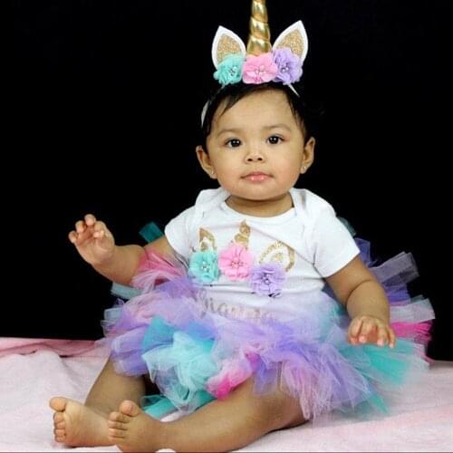 Custom name birthday rainbow unicorn outfit tutu set, personalize any name baby girl 1st birthday bodysuit tutu headband set
