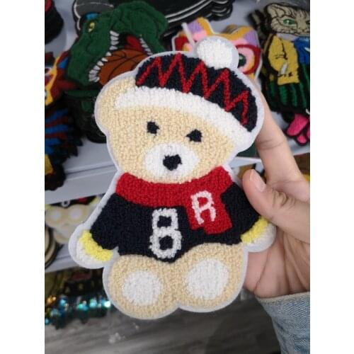 GUGUTREE towel embroidery bear patch towel chenille bears patches badges applique patches for clothing AL-19111506