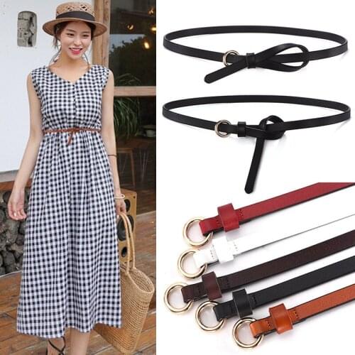 Women Leather Belt Fashion Round Metal Buckle Female Leisure Dress Jeans Wild Without Pin Strap All-match Lady Adjustable Belts