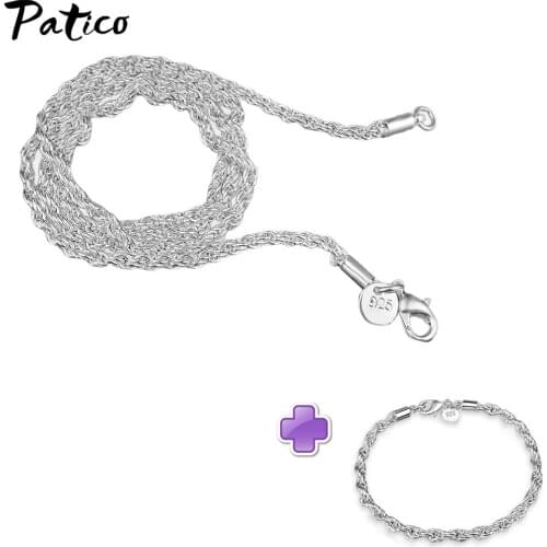 Classic 925 Sterling Silver Chain Necklace Friendship Bracelet Jewelry Set For Women Men Party Trendy Jewelry Wholesale