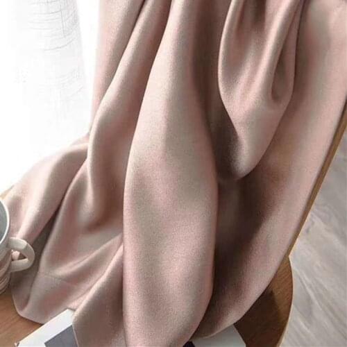 Luxury Blackout Windows Smoothly fabric Curtain Drape Panel For Living Room Bedroom Home Decoration Pink Cream white Color