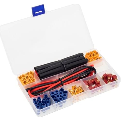 50pcs Silicone T Plug EC3 XT60 Connectors with Heat Shrink Tube 14AWG Cable Kit for RC FPV Lithium Battery Accessories