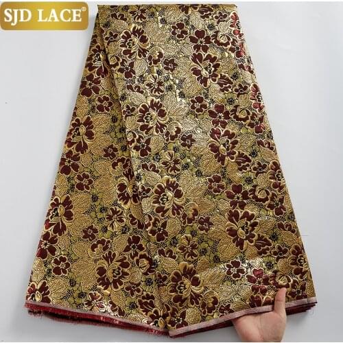 SJD LACE African Lace Fabric Imitate Silk Brocade Fabric Damask Jacquard Apparel Costume Upholstery For Wedding Party DressA2437