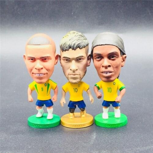 Soccerwe 6.5cm Height Cartoon Soccer Star Dolls Brazil# Ronaldo Ronaldinho Carlos Neymar Jr Pato Pele Figures Puppets Toy Gift