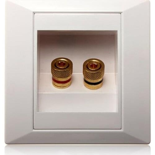 SODIAL(R)Wall Socket Connection Port with 2 Jack Speaker White
