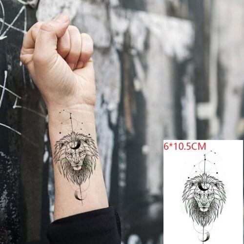 Waterproof Temporary Tattoo Sticker Lion Star Moon Hand Arm Body Art Flash Tattoo Fake Tattoo for Women Men