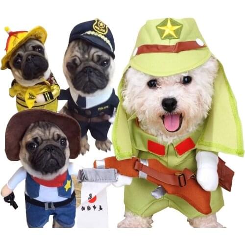 Funny Dog Clothes Cool Pet Dog Costume Suit Puppy Clothes Coat Cosplay Cartoon Nurse Police Cowboy Outfit Pet Suit Ropa Perro