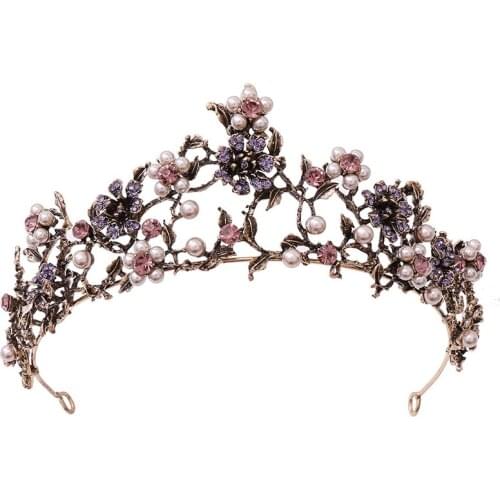 Pearl Crown Wedding Decorations Bride Tiara Headpiece Vintage Bridal Hair accessories Rhinestone Wedding Headband Hair Ornaments