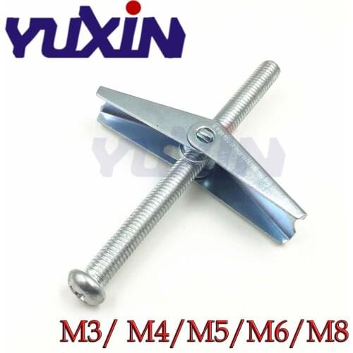 10pcs/lot M3M4/M5/M6/M8 with Screw Spring Wing Toggle Anchor Bolt With Zinc Plated/Primavera Asa Alternar/Wing muelle articulado