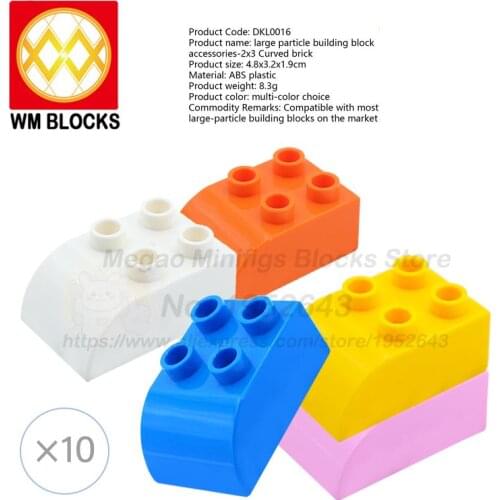 10pcs/lot Moc Large Particle Curved Brick Multi-color Choice Compatible Accessories Building Blocks Educational Toy For Children
