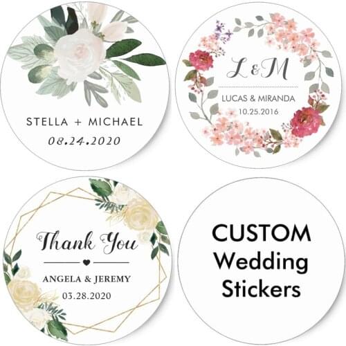 100 Pieces, 3-7CM, Custom Personalized, Wedding Stickers, Invitations, Candy Favors Gift Boxes Labels, Birthday, Logo, Photo