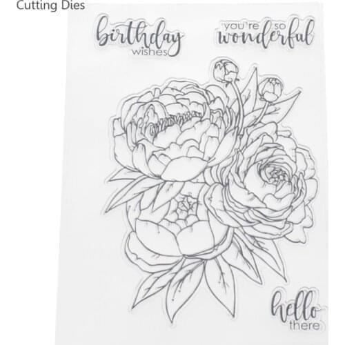 2019 Peony Flower Transparent Clear Stamp For Scrapbooking Photo Album DIY Silicone Seals Decorative Stamp Crafts