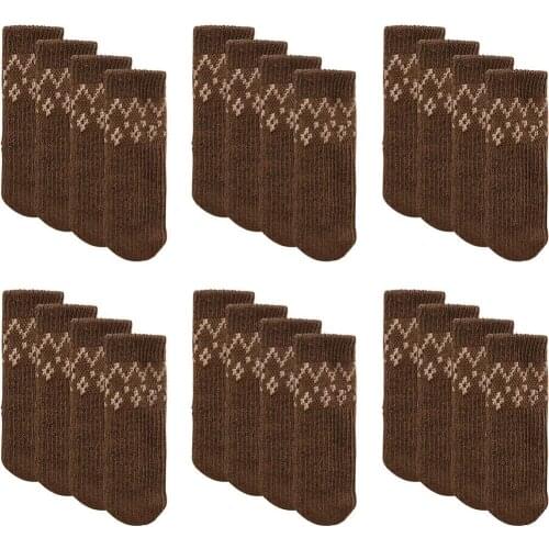 24PCS Knitted Chair Leg Socks Furniture Table Feet Leg Floor Protectors Covers Floor Protection Pads Moving Noise Reduction