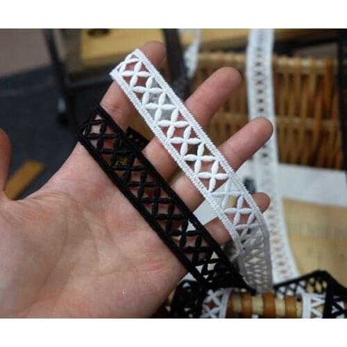 3 Meters/lot 2cm White Black Bilateral Guipure Embroidered Net Lace Trim Flower Sewing Crochet Trim Milk Silk Clothes DIY Ribbon