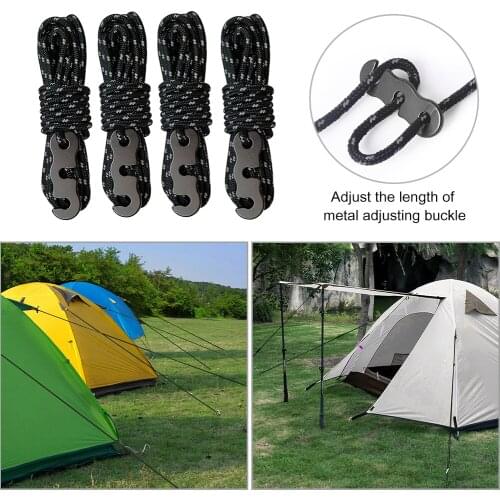 4pcs Camping Tent Rope Hooks Outdoor Hanger Wind Rope Buckle Tent Accessories Wind Rope Buckle Fastener Stopper