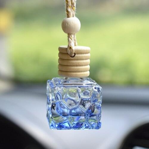 Car Hanging Air Freshener Diffuser Empty Perfume Bottle Essential Oil Bottle Glass Water Cube 7 ML Aroma Fragrance Accessories
