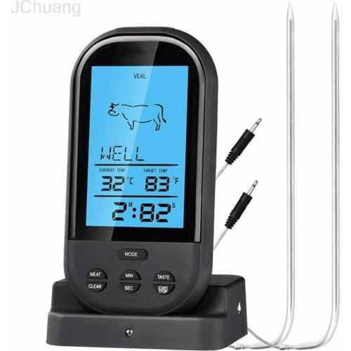 Black Wireless Digital LCD Display BBQ Thermometer Kitchen Barbecue Digital Probe Meat Thermometer BBQ Temperature Tool