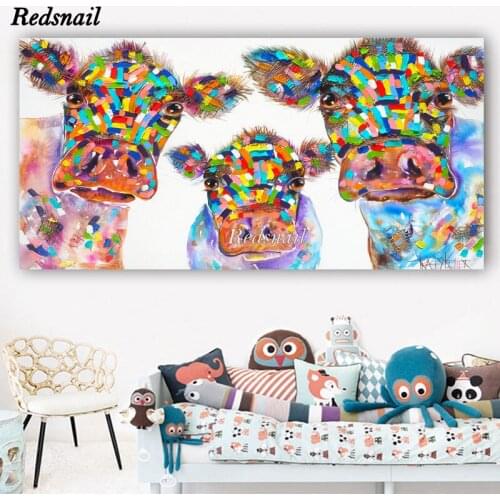 Large Colorful cow Animal 5D DIY Diamond painting cross-stitch Full Diamond embroidery mosaic Wall Art Dutch cow EE950
