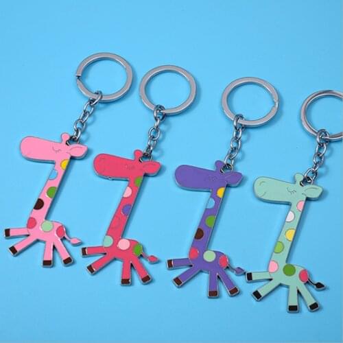 100pcs/Lot DIY LOGO Cartoon giraffe keychain creative exquisite key chain pendant gift customized LOGO