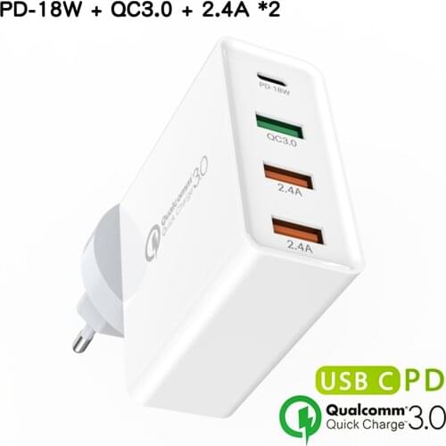 USB-C Fast Wall Charger QC 3.0 PD 18W Quick Charge 3.0 for Samsung S10 5G e S9 + S8 8+ LG G6 V30 iPhone 8 8Plus XS Max XR HTC 10