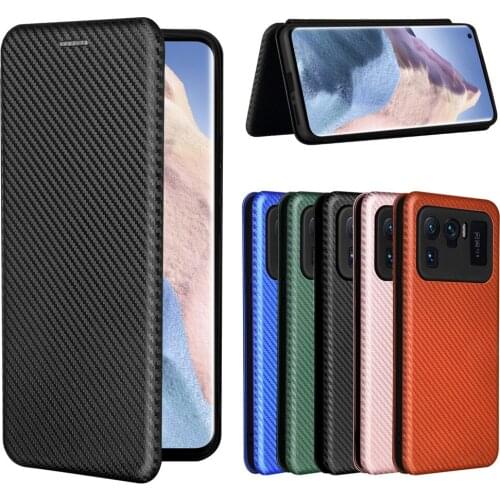 For Xiaomi Mi 11 Ultra Luxury Flip Carbon Fiber Skin Magnetic Adsorption Shockproof Case For Xiaomi Mi 11Ultra Mi11 Phone Bag