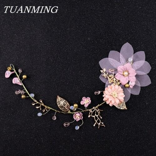 Flower Wedding Hair Ornaments Bride Headdress Handmade Bridal Headbands Hair Decoration Yarn Flower Wedding Hair Band